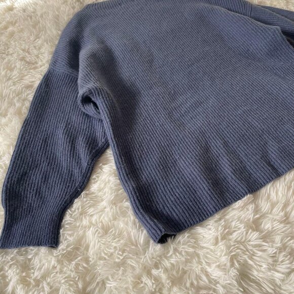 Unive Sweater Wool Blend Washable Raccoon Ribbed Pullover Blue - Picture 5 of 6